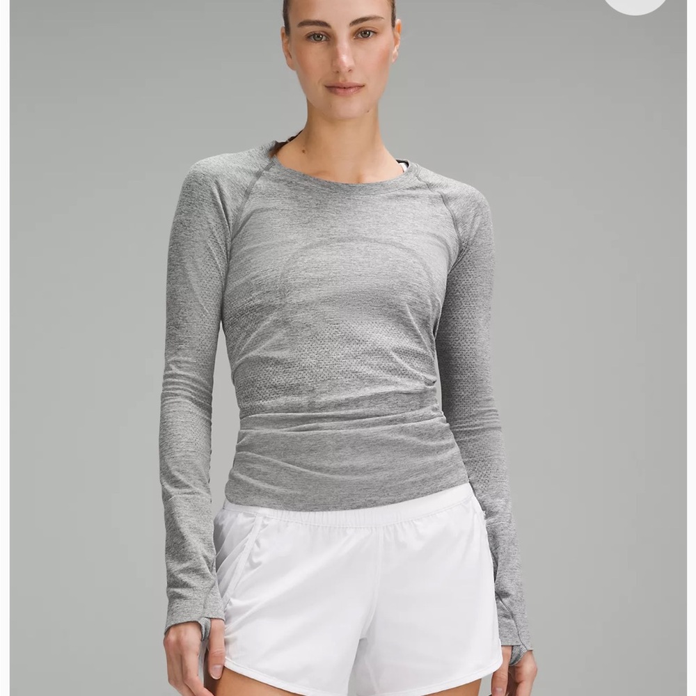 Lululemon swiftly tech long sleeve black and grey stripe size 6
